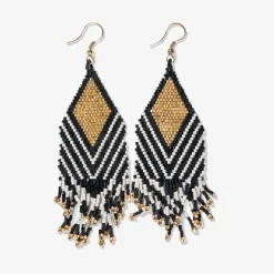 INK + ALLOY Dottie Diamond Angle Beaded Fringe Earrings Black