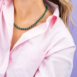 INK + ALLOY Drew Round Stones With Alternating Seed Bead Necklace Emerald