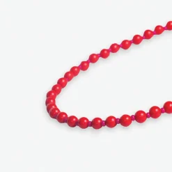 INK + ALLOY Drew Round Stones With Alternating Seed Bead Necklace Red