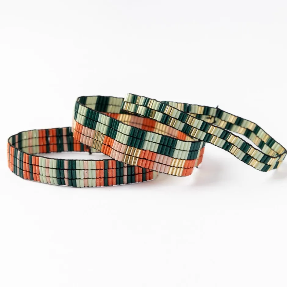 INK + ALLOY Dylan Bracelet Stretch Set Of 3 Green Blush