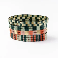 INK + ALLOY Dylan Bracelet Stretch Set Of 3 Green Blush