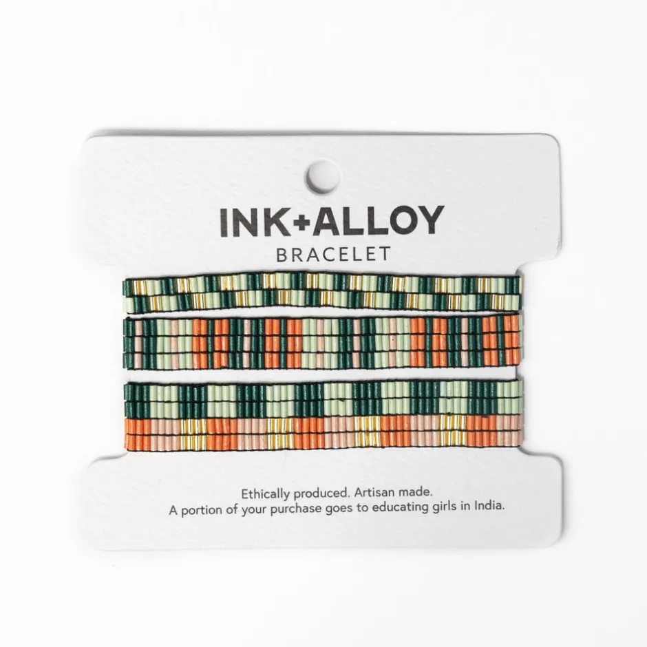 INK + ALLOY Dylan Bracelet Stretch Set Of 3 Green Blush