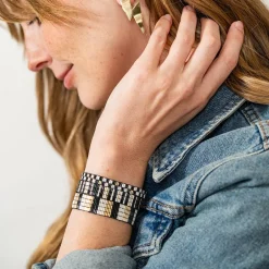 INK + ALLOY Dylan Bracelet Stretch Set Of 3 Black White