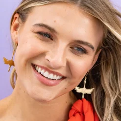 INK + ALLOY Edina Crane Dangle Earrings Brass