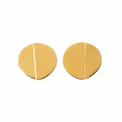 INK + ALLOY Ellie Round with Step Post Earrings Brass