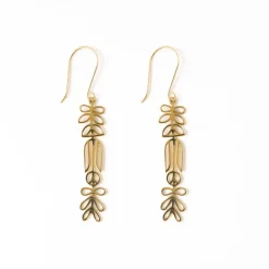 INK + ALLOY Elsa Botanical Nordic Floral Drop Earrings Brass