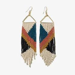 INK + ALLOY Emilie Angles Beaded Fringe Earrings Rust