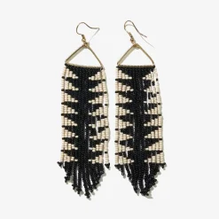 INK + ALLOY Emilie Arrow Beaded Fringe Earrings Black