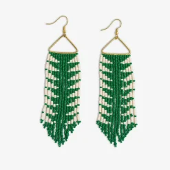 INK + ALLOY Emilie Arrow Beaded Fringe Earrings Kelly Green