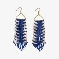 INK + ALLOY Emilie Arrow Beaded Fringe Earrings Lapis