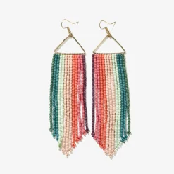 INK + ALLOY Emilie Vertical Stripe Beaded Fringe Earrings Port