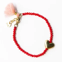 INK + ALLOY Emma Crystal Heart Bracelet With Clasp And Extension Red