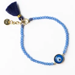 INK + ALLOY Emma Crystal Third Eye Bracelet With Clasp And Extension Blue