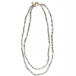 INK + ALLOY Erica Long Necklace Faceted Silver Beads