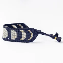 INK + ALLOY Erin Moon Phases Adjustable Beaded Bracelet Navy