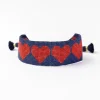 INK + ALLOY Erin Red Hearts Adjustable Beaded Bracelet Navy