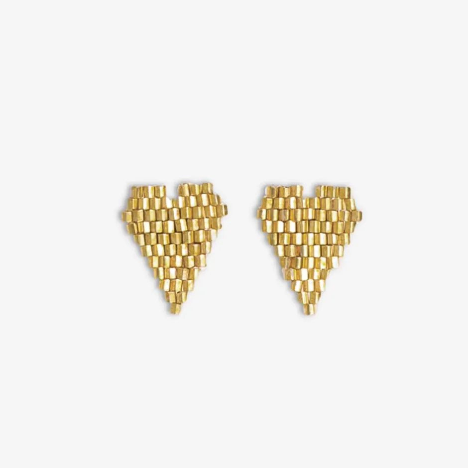 INK + ALLOY Esme Luxe Bead Heart Shape Post Earrings Gold