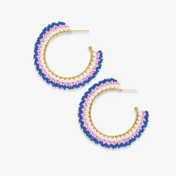 INK + ALLOY Eve Ombre Beaded Hoop Earrings Royal Blue/Light Lavender
