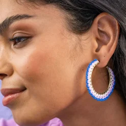 INK + ALLOY Eve Ombre Beaded Hoop Earrings Royal Blue/Light Lavender