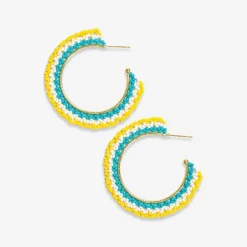 INK + ALLOY Eve Ombre Beaded Hoop Earrings Lemon/Turquoise