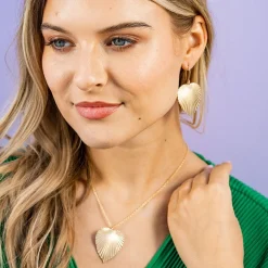 INK + ALLOY Fernanda Palmetto Dangle Earrings Brass