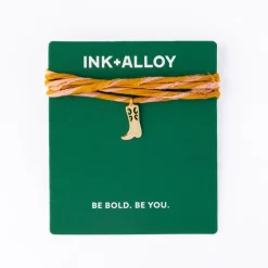 INK + ALLOY Fiona Twisted Wrap Bracelet With Boot Charm Blush Mustard