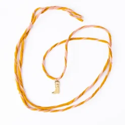 INK + ALLOY Fiona Twisted Wrap Bracelet With Boot Charm Blush Mustard