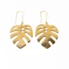 INK + ALLOY Flora Monstera Leaf Dangle Earrings Brass