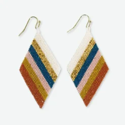 INK + ALLOY Frida Diagonal Stripes Beaded Drop Earrings Desert