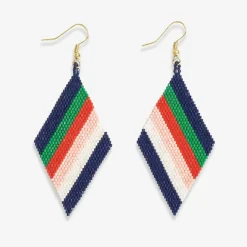 INK + ALLOY Frida Diagonal Uniform Stripe Beaded Earrings St. Tropez