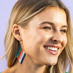 INK + ALLOY Frida Diagonal Uniform Stripe Beaded Earrings St. Tropez