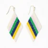 INK + ALLOY Frida Diagonal Uniform Stripe Beaded Earrings Lavender Green