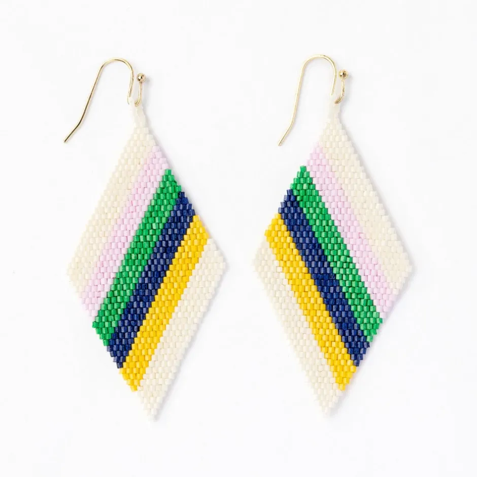 INK + ALLOY Frida Diagonal Uniform Stripe Beaded Earrings Lavender Green