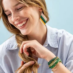 INK + ALLOY Frida Diagonal Uniform Stripe Beaded Earrings Lavender Green