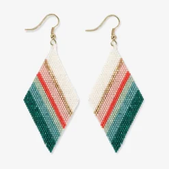 INK + ALLOY Frida Mixed Stripe Beaded Earrings Teal + Poppy