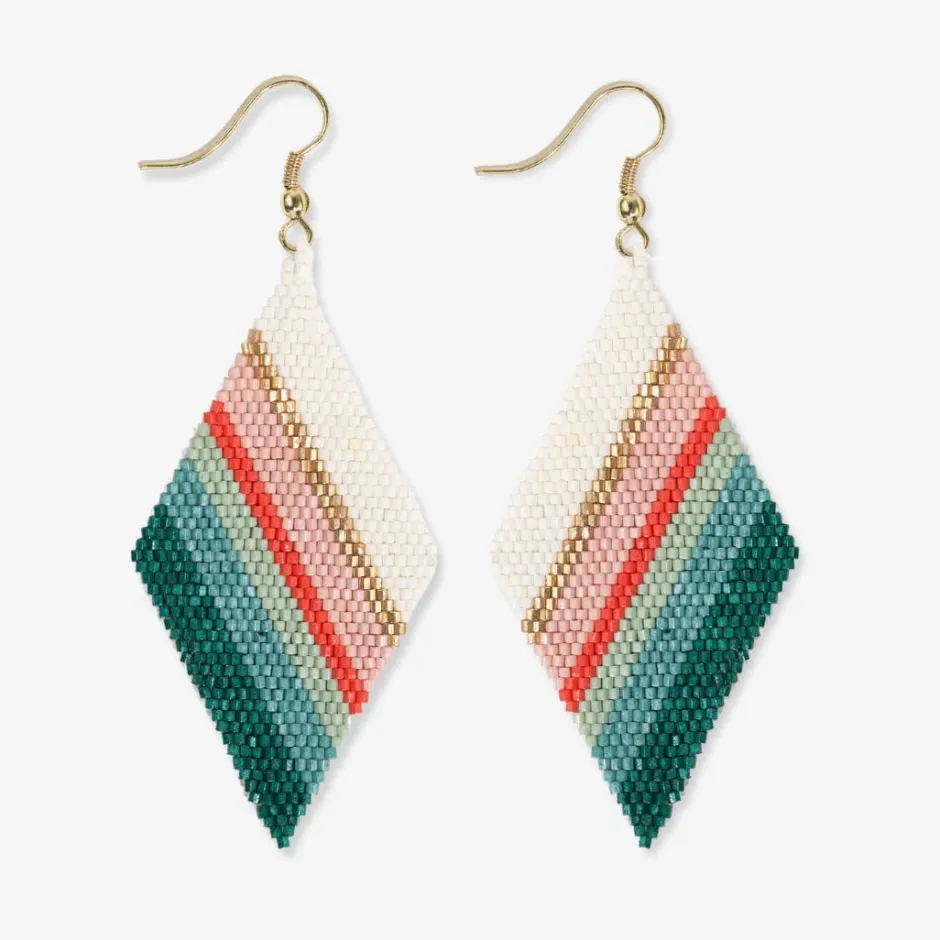 INK + ALLOY Frida Mixed Stripe Beaded Earrings Teal + Poppy
