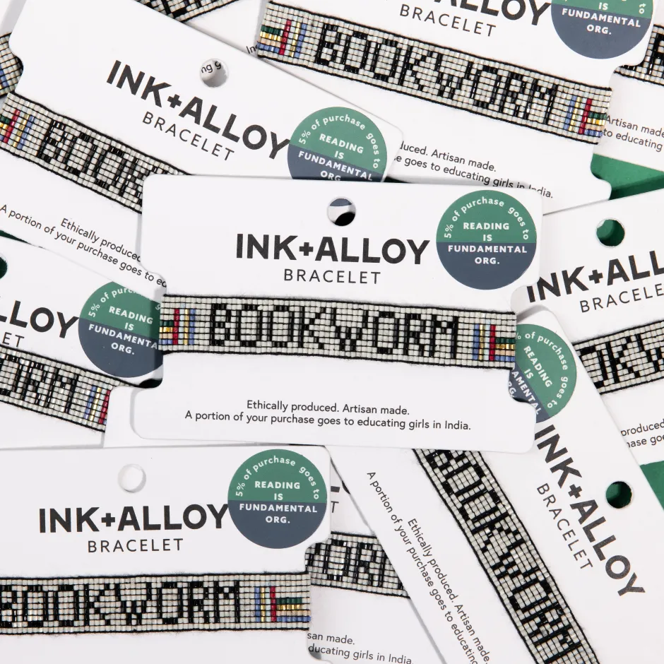 INK + ALLOY Gabby "Bookworm" Adjustable Beaded Bracelet Ivory