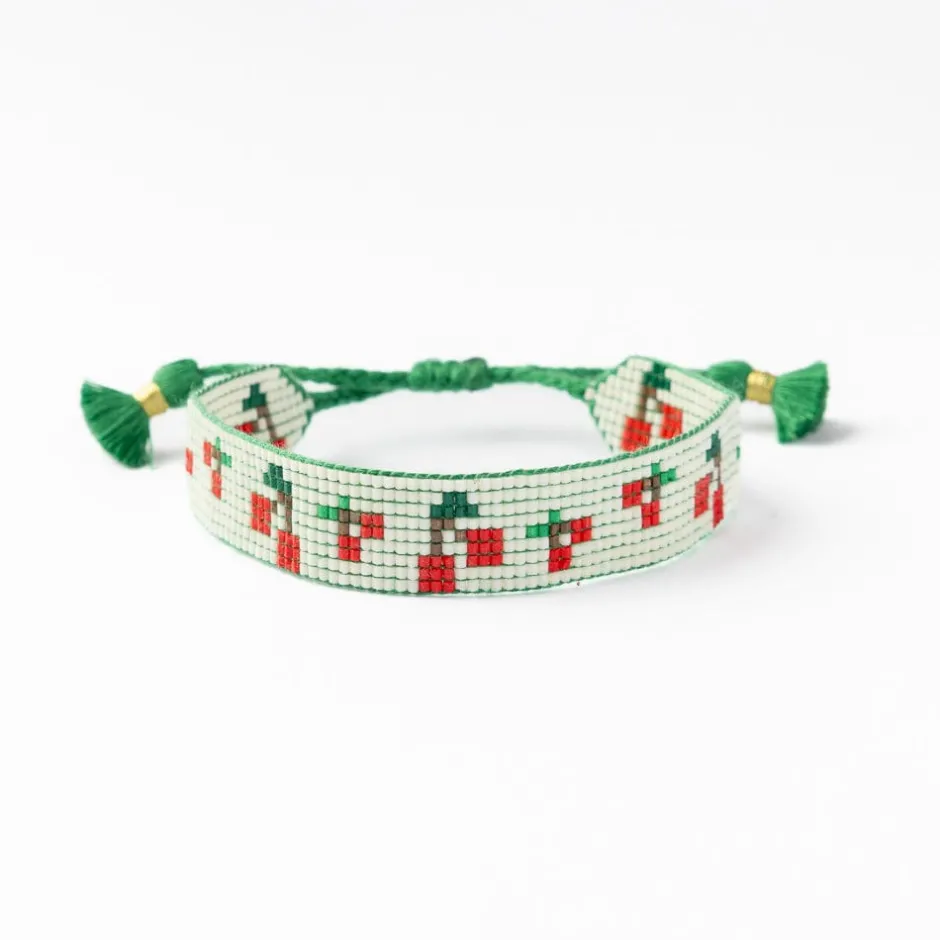 INK + ALLOY Gabby Cherries Adjustable Beaded Bracelet Green