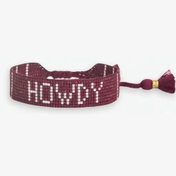 INK + ALLOY Gabby Game Day "Howdy" Adjustable Beaded Bracelets Maroon and White