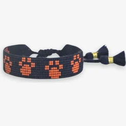 INK + ALLOY Gabby Game Day "Paw Prints" Adjustable Beaded Bracelets Navy and Orange
