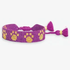 INK + ALLOY Gabby Game Day "Paw Prints" Adjustable Beaded Bracelets Purple and Yellow
