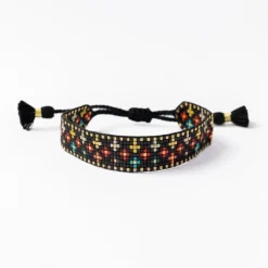 INK + ALLOY Gabby Mini Floral Adjustable Beaded Bracelet Black