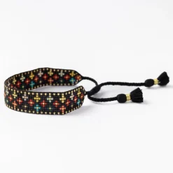 INK + ALLOY Gabby Mini Floral Adjustable Beaded Bracelet Black