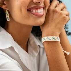 INK + ALLOY Gabby Mini Floral Adjustable Beaded Bracelet Ivory