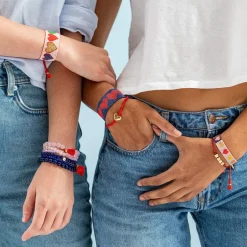 INK + ALLOY Gabby Multi Color Heart Adjustable Beaded Bracelet Red