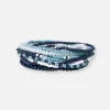 INK + ALLOY Game Day Color Block Beaded 10 Strand Stretch Bracelets Navy + Light Blue