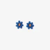 INK + ALLOY Game Day Flower Two Color Beaded Post Earrings Blue + Orange