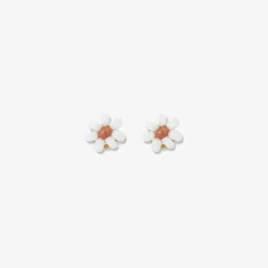 INK + ALLOY Game Day Flower Two Color Beaded Post Earrings Burnt Orange + White