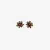 INK + ALLOY Game Day Flower Two Color Beaded Post Earrings Gold + Dark Red