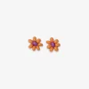 INK + ALLOY Game Day Flower Two Color Beaded Post Earrings Orange + Purple